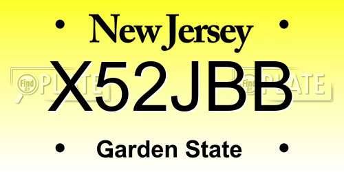 X52JBB New Jersey License Plate