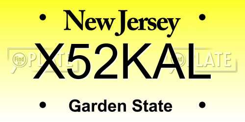 X52KAL New Jersey License Plate