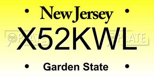X52KWL New Jersey License Plate