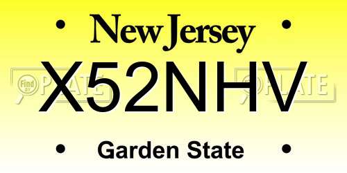 X52NHV New Jersey License Plate