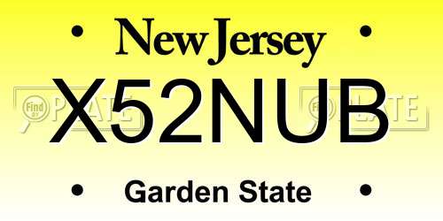 X52NUB New Jersey License Plate