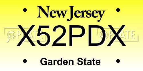 X52PDX New Jersey License Plate