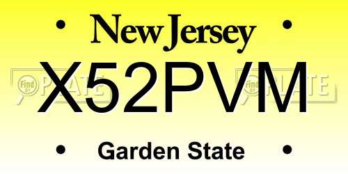 X52PVM New Jersey License Plate