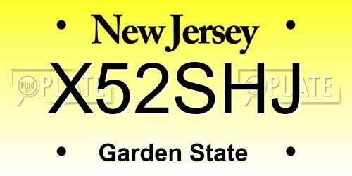 X52SHJ New Jersey License Plate