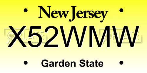 X52WMW New Jersey License Plate
