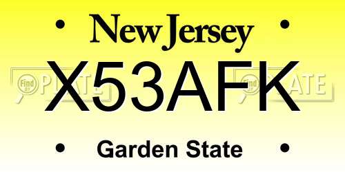 X53AFK New Jersey License Plate
