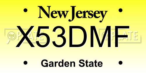 X53DMF New Jersey License Plate