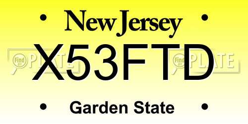 X53FTD New Jersey License Plate