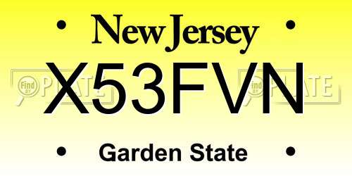 X53FVN New Jersey License Plate