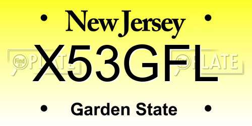 X53GFL New Jersey License Plate