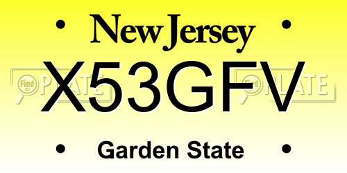 X53GFV New Jersey License Plate