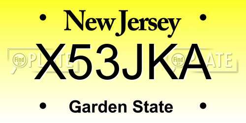 X53JKA New Jersey License Plate