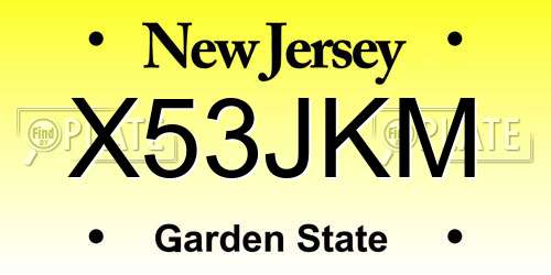 X53JKM New Jersey License Plate
