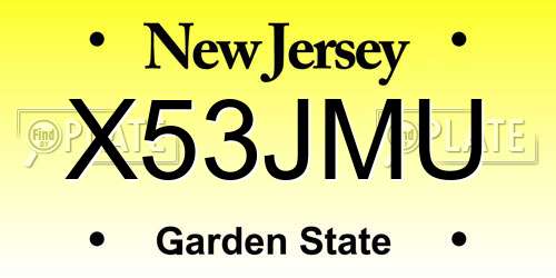 X53JMU New Jersey License Plate