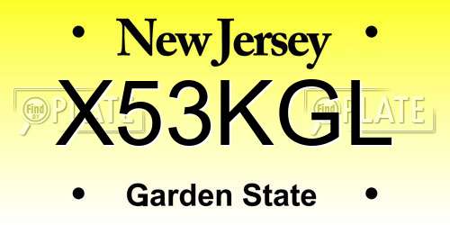 X53KGL New Jersey License Plate