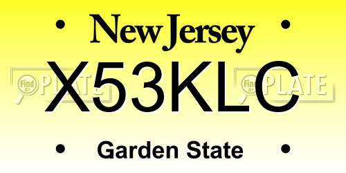 X53KLC New Jersey License Plate