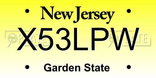 X53LPW New Jersey License Plate