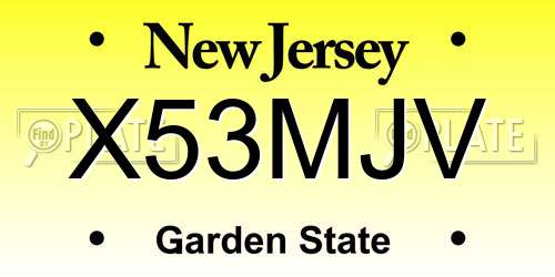X53MJV New Jersey License Plate