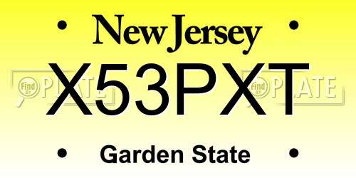 X53PXT New Jersey License Plate