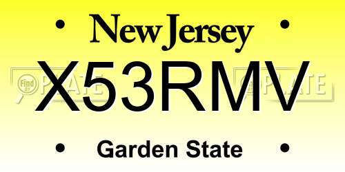 X53RMV New Jersey License Plate
