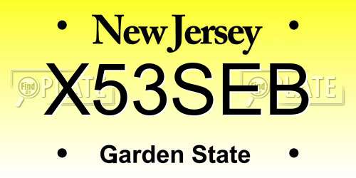 X53SEB New Jersey License Plate