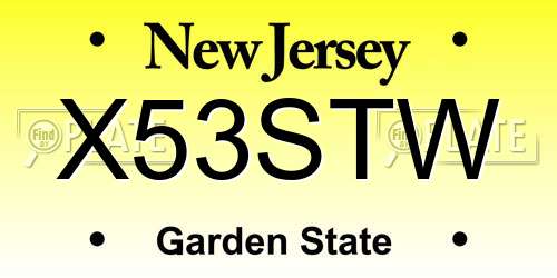 X53STW New Jersey License Plate