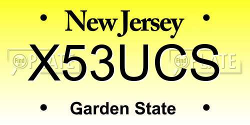 X53UCS New Jersey License Plate