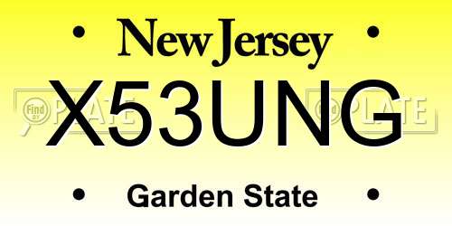 X53UNG New Jersey License Plate