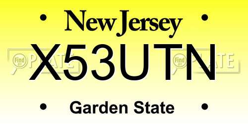 X53UTN New Jersey License Plate