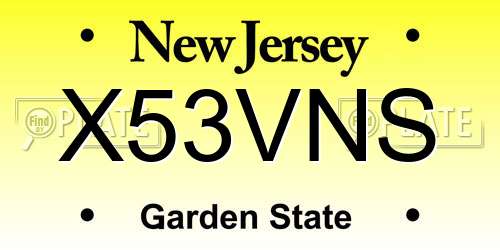 X53VNS New Jersey License Plate