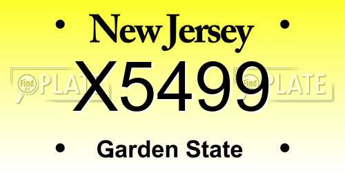 X5499 New Jersey License Plate