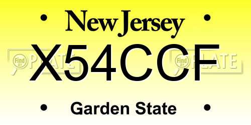 X54CCF New Jersey License Plate