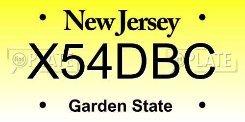 X54DBC New Jersey License Plate