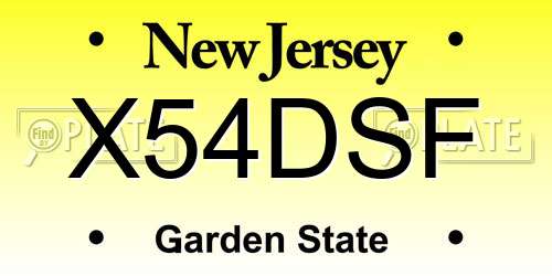 X54DSF New Jersey License Plate
