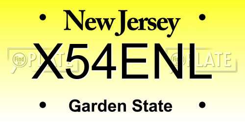 X54ENL New Jersey License Plate