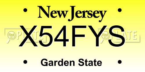 X54FYS New Jersey License Plate