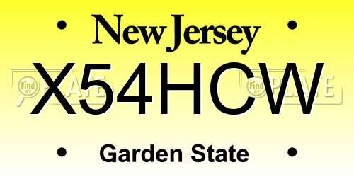 X54HCW New Jersey License Plate