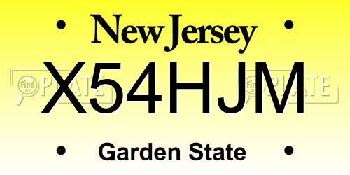 X54HJM New Jersey License Plate