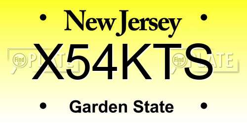 X54KTS New Jersey License Plate