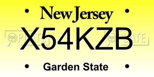 X54KZB New Jersey License Plate