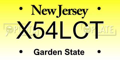 X54LCT New Jersey License Plate