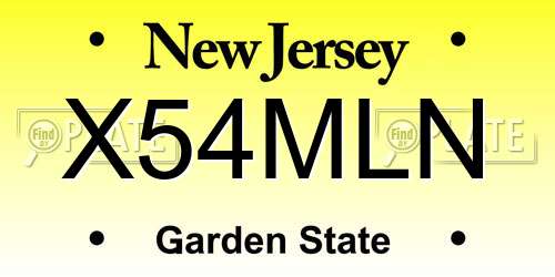 X54MLN New Jersey License Plate