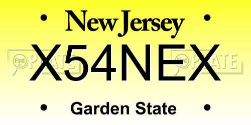 X54NEX New Jersey License Plate