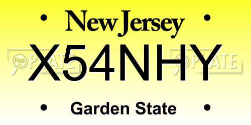X54NHY New Jersey License Plate