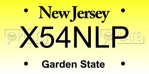 X54NLP New Jersey License Plate