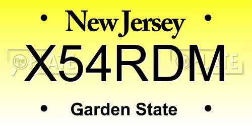 X54RDM New Jersey License Plate