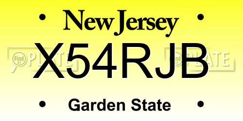 X54RJB New Jersey License Plate