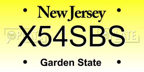 X54SBS New Jersey License Plate