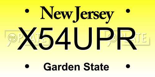 X54UPR New Jersey License Plate
