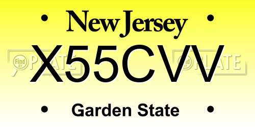 X55CVV New Jersey License Plate